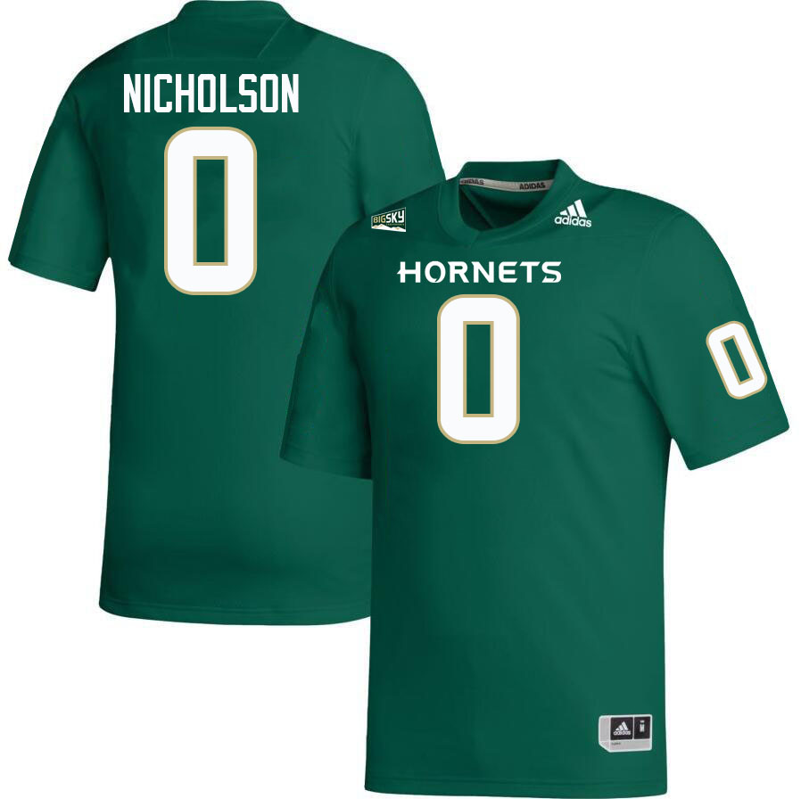 Sacramento State Hornets #0 Joshua Nicholson College Football Jerseys Stitched-Green